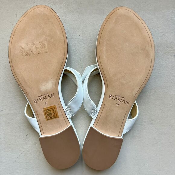 Alexandre Birman Clarita White Leather Bow Thong Sandal Shoes Women EU 37 US 6.5 - Picture 11 of 15